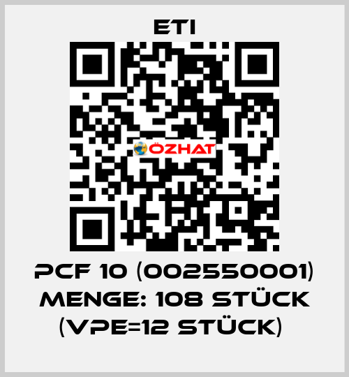 PCF 10 (002550001) Menge: 108 Stück (VPE=12 Stück)  Eti