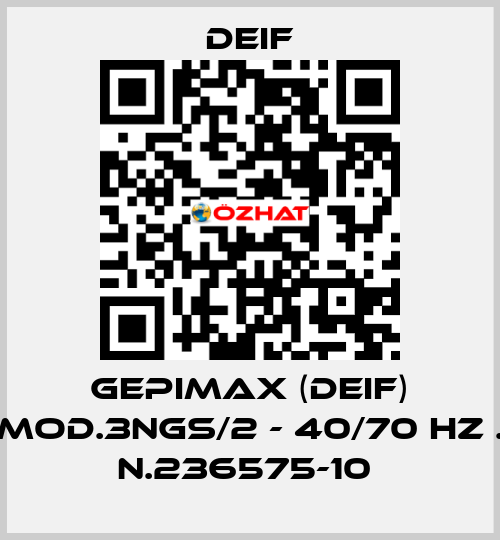 GEPIMAX (DEIF) MOD.3NGS/2 - 40/70 HZ . N.236575-10  Deif