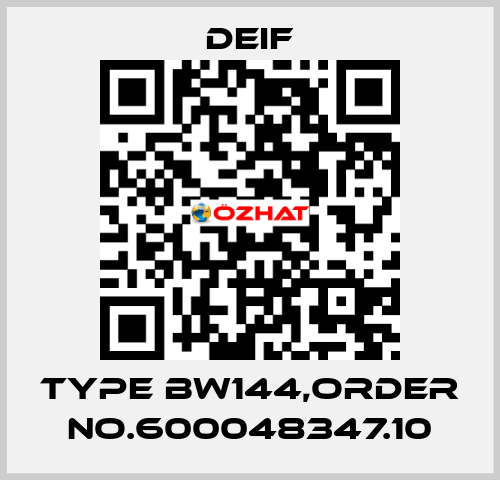Type BW144,Order No.600048347.10 Deif