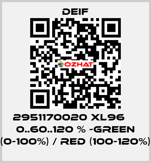 2951170020 XL96     0..60..120 % -green (0-100%) / red (100-120%) Deif