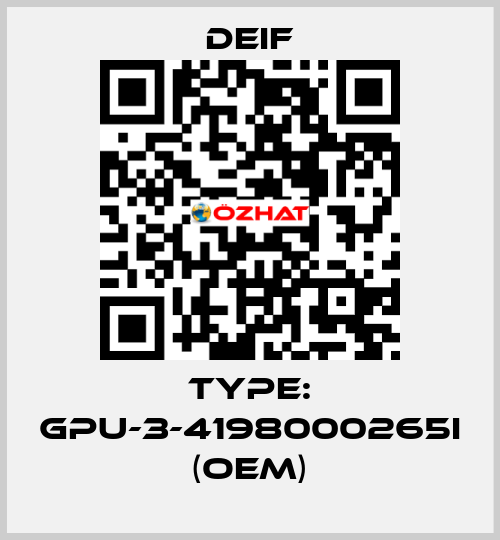 Type: GPU-3-4198000265I (OEM) Deif
