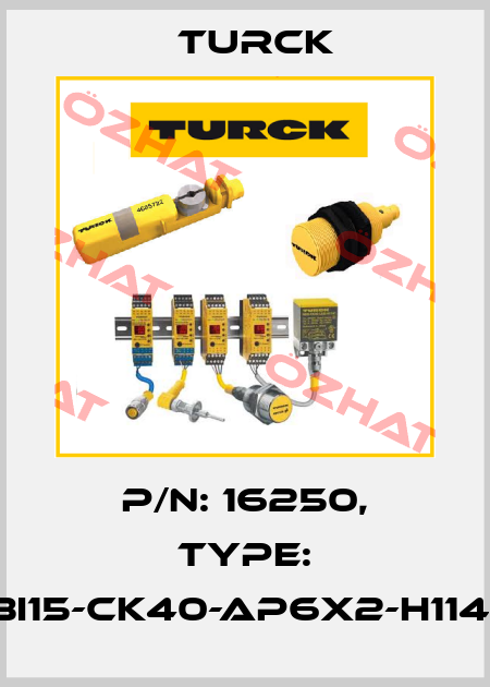p/n: 16250, Type: BI15-CK40-AP6X2-H1141 Turck