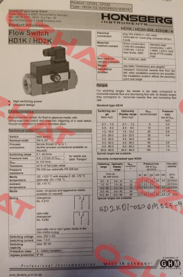 HD2KO1-020.GM.025.IP65/0213 Honsberg