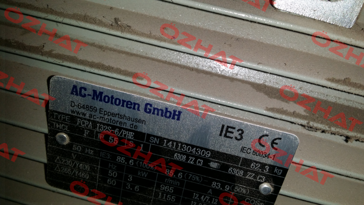 FCPA 100LA-6/PHE S/N: 1411304309   - not available, alternative -IE3AC13S6004  AC Motoren
