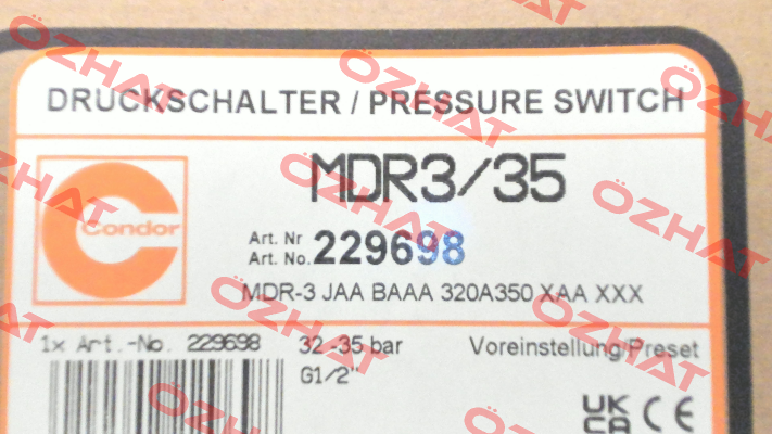 229698 / MDR 3/35 / MDR-3 JAA BAAA 320A350 XAA XXX Condor