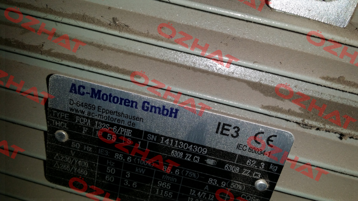 FCPA 132S-6/PHE obsolete, replaced by IE3AC13S6004  AC Motoren