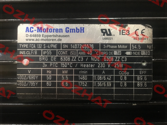FCA 132 S-4 / PHE B5 UL AC Motoren