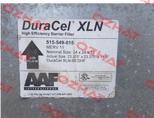 DuraCel XLN-60 DHF REPLACED BY DuraCel XL60N (M516-101-001)  AAF