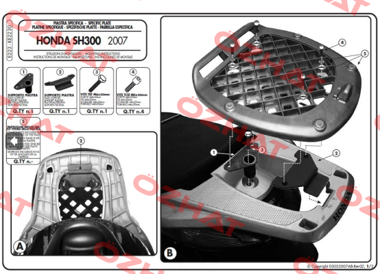 Kit E for Monolock Top Cases Honda SH 300i (2007-)   Givi