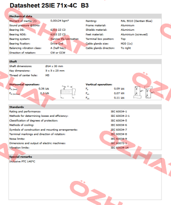 2SIE 071X-4C 0,55kW B3 230/400V-50Hz IE2 Cantoni