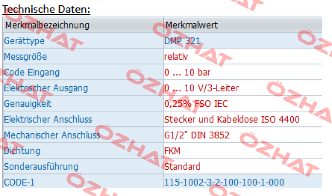 DMP 321 - 115-1002-3-2-100-100-1-000 Bd Sensors