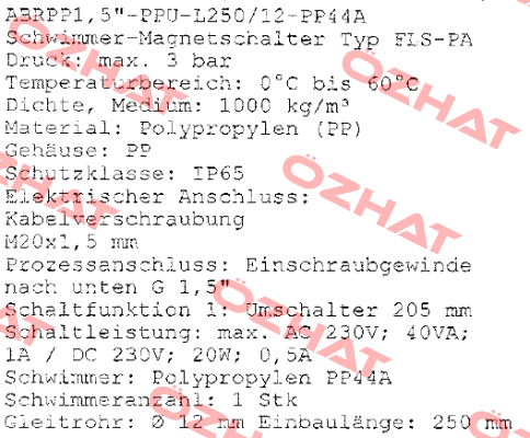 ABRPP1, 5"-PPU-L250/12-PP44A  Kübler