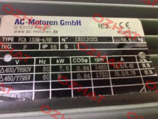 Type FCA 132 M-4/HE  AC Motoren