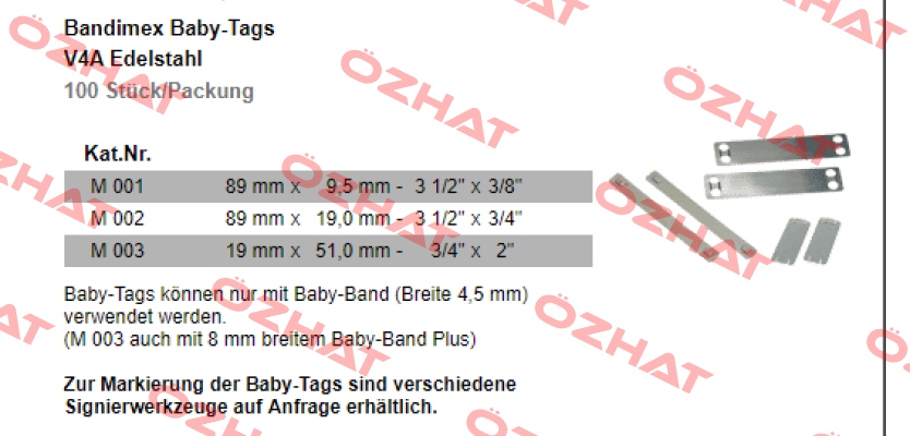 Bandimex Baby-Tags (V4A, 89 x 19mm)  Bandimex