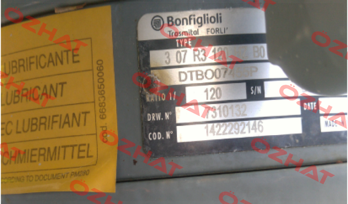 307 R3 120 HZ P160 B0 W0A LO PV Bonfiglioli