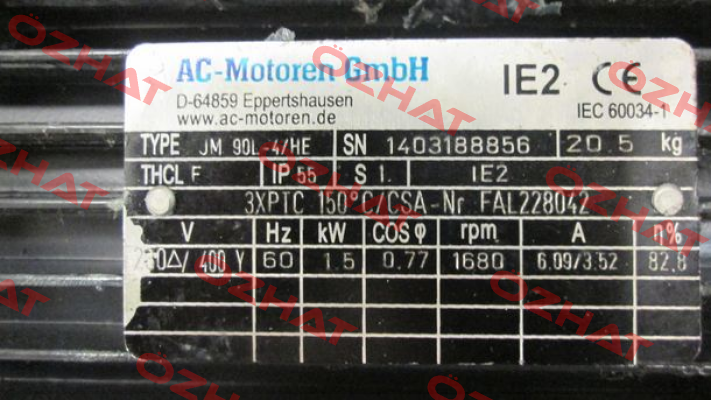 JM 90L-4/HE old code, new code FCA 90 L-4/HE AC Motoren