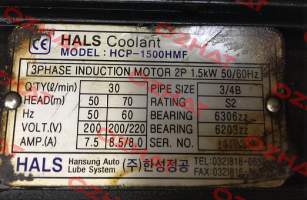 HS NO. 8413.70-9020  Hansung Precision