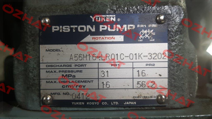 A56H16-LR01C-01K-3202 old code - new code A56H16-LR01C-01K-3203 Yuken