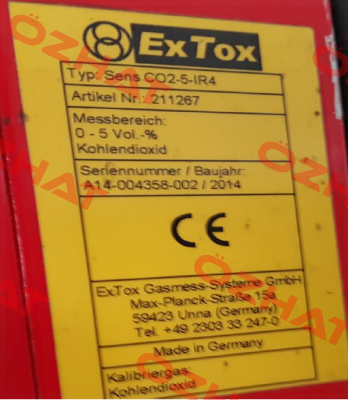 SENS CO2-5-IR4 obsolete, replacement Sens CO2-5-IR2  ExTox Gasmess-Systeme