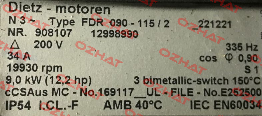 FDR 090-115/2 NR.623362 OEM for  Zünd Systemtechnik AG Dietz-Motoren