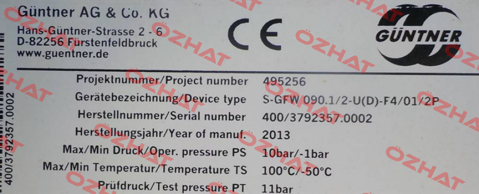 Type:S-GFW 090.1/2-U(D)-F4/01/2P (OEM for Güntner) Guntner
