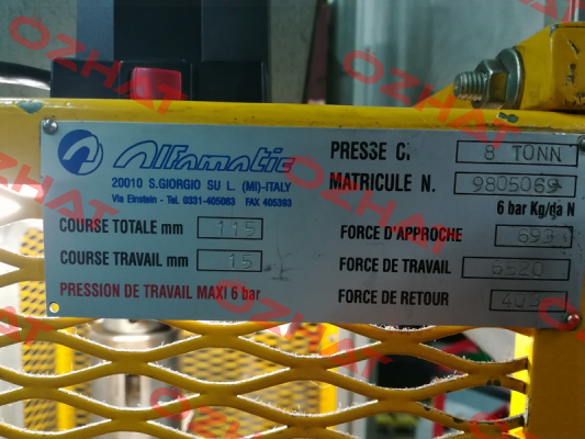pressure regulator for 9805069 obsolete, replaced by 82931A4 REG. SY2 Alfamatic