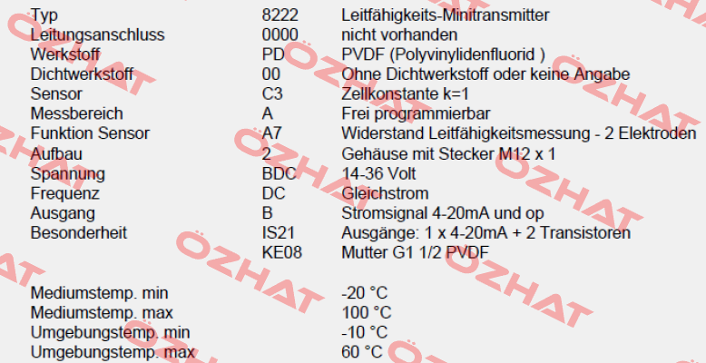 P/N: 00559612, Type: 8222-0000-PD00-C3-A-A7-2-BDC/DC-B * IS21+KE08 Burkert