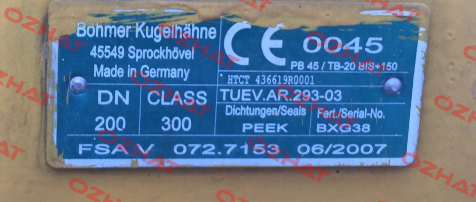 FSA V 072.7153. DN200; CLASS 300 Böhmer