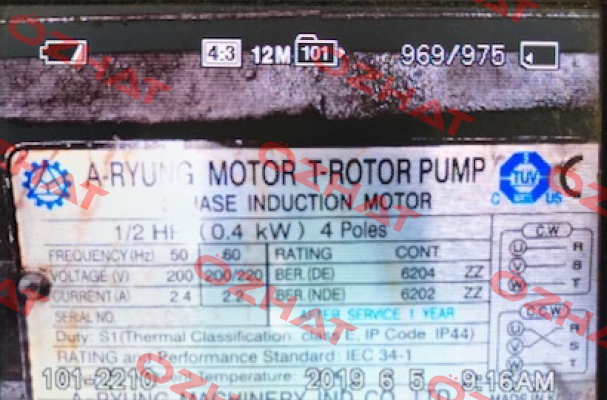 Motor for AMTP-400V-206HA(VB) A-Ryung