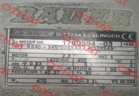 Type: BS40-34V/D09XA4-K/E025A9 Bauer