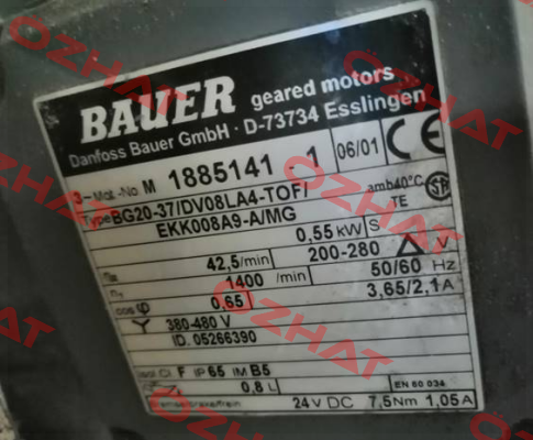Type: BG20-37/DV08LA4-TOF/EKK008A9-A/MG Bauer