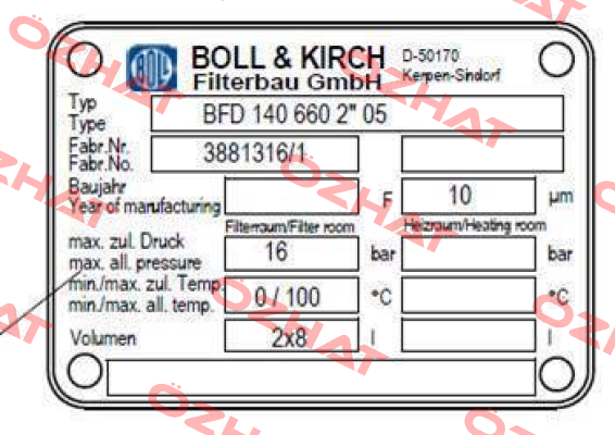 Type: BFD 140 660 2*05 Boll Kirch