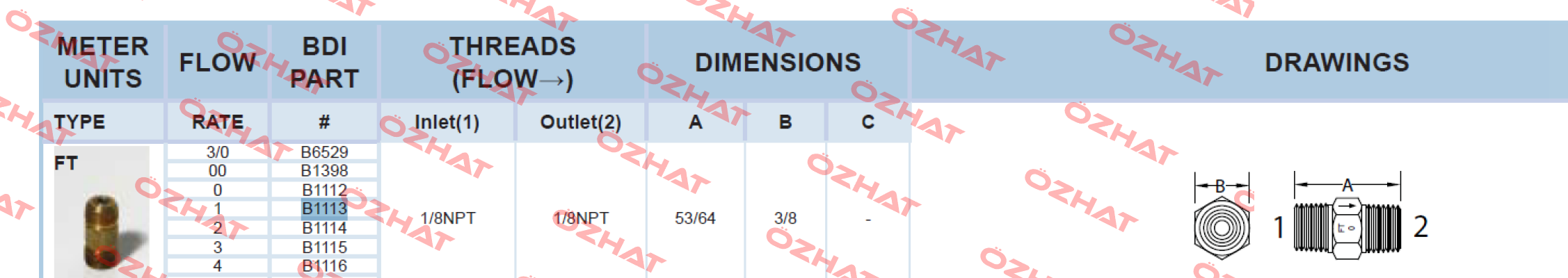 FT1 (Part # B1113) Bijur Delimon