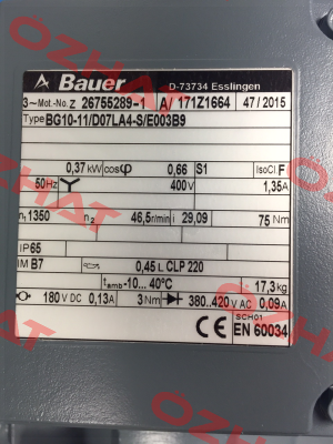 Gear for BG10-11/D07LA4-S/E003B9,Z26755289-1 Bauer