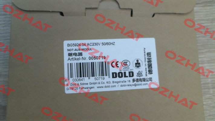 p/n: 0050719, Type: BG5924.04 AC230V 50/60HZ Dold