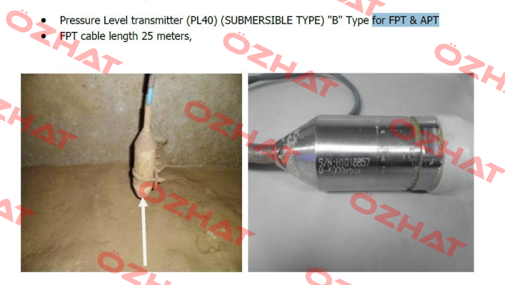 PL40 / (SUBMERSIBLE TYPE)) "B" Type for FPT  HANLA LEVEL