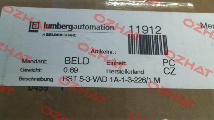 11912 / RST 5-3-VAD 1A-1-3-226/1 M (pack x10) Belden (Lumberg / Hirschmann)