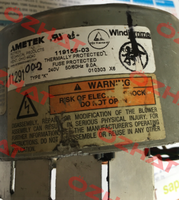 119155-03(obsolete replaced by 119155-06)  Ametek Windjammer