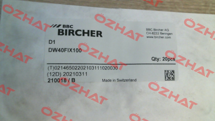 210018 / DW40FIX100 Bircher