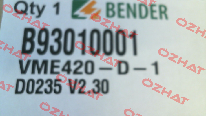 p/n: B93010001, Type: VME420-D-1    Bender