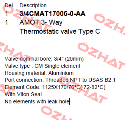 3/4CMAT17006-0-AA Amot
