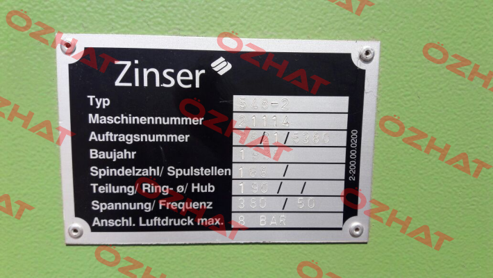 DWG.NR: N 077 14 000 ZINSER CODE: 1-455.00.0017  Zinser
