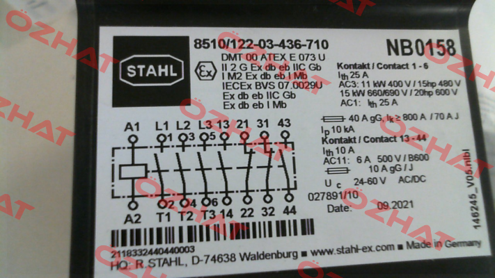 P/N: 268751, Type: 8510/122-03-436-710 Stahl