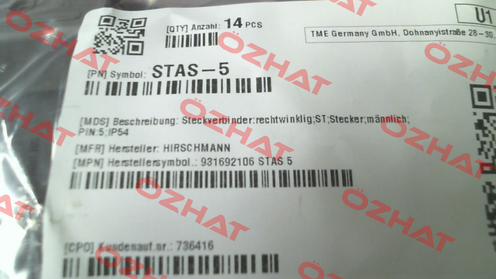 931692106 / STAS 5 Belden (Lumberg / Hirschmann)