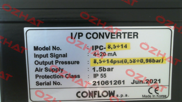 PC converter 0-18 PSI CONFLOW