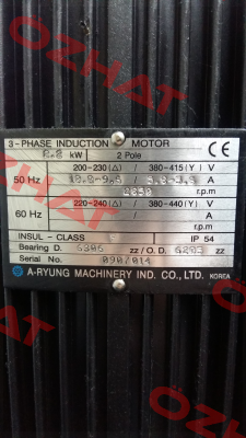 Motor for Type ACRK4-100/10, 2.2 kW, 100 L/min  A-Ryung
