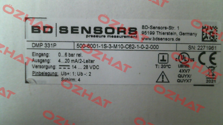 500-6001-1S-3-M10-C62-1-0-2-000 Bd Sensors