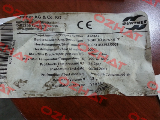 S-GDF 031C/57-E obsolete/replaced by GASC RX 031.1/4-70.E-1846294P  Guntner