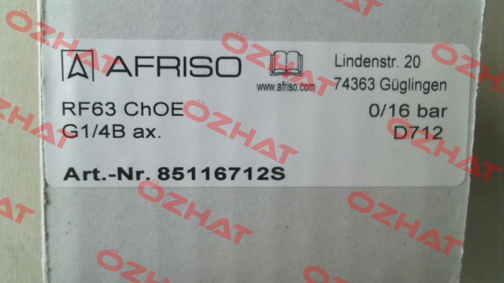 P/N;85116712S; Type:RF63ChGly 0/16bar 1/4 ax D712 Afriso