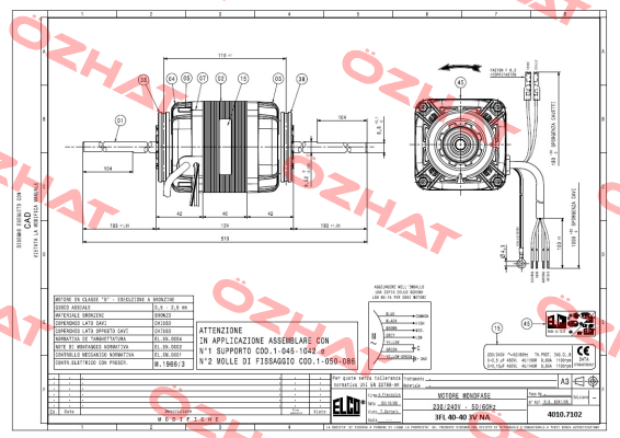 108206 / 1BT 40-40 3V NA 230V 50/60Hz Elco